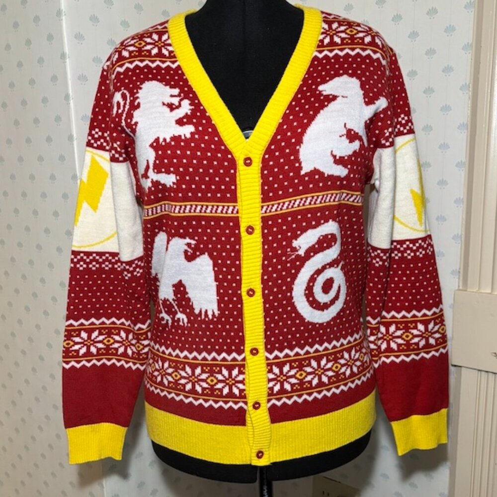 Wizarding World Harry Potter Hogwarts Cardigan Sweater With House Crests